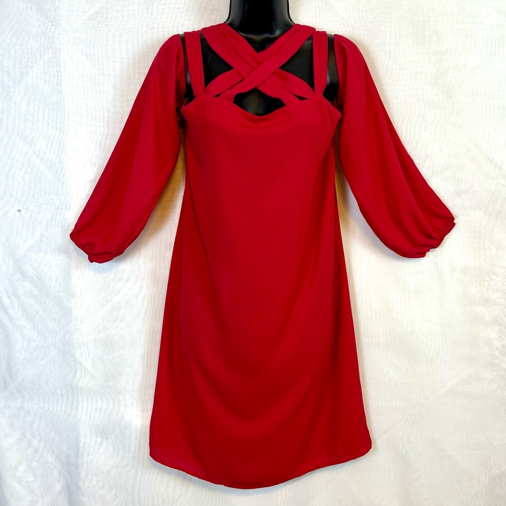 NWT Lavo Off The Shoulder Woman’s Strappy Red Shift Dress / Size large